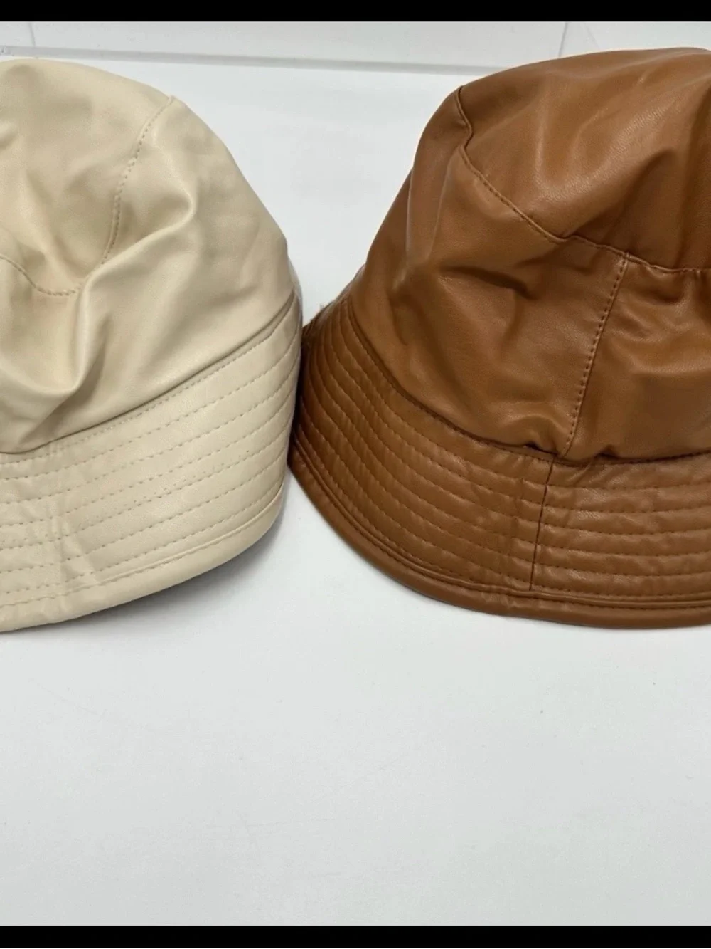 Steve Madden Plaid Reversible Bucket Hat - Cream, LOT OF TWO, Tan & Brown, NWT